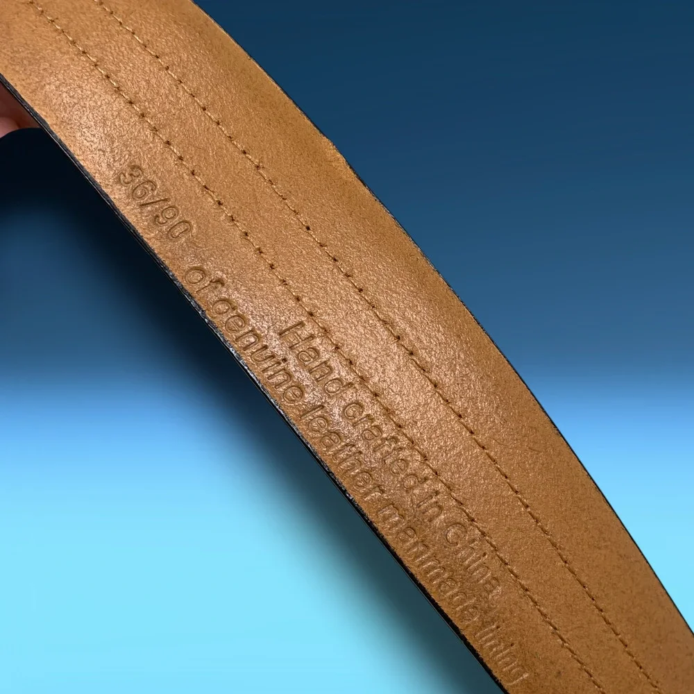 Vintage Y2K Tasso Elba Men's Sz 36 Brown Leather Dress Belt Double Topstitching